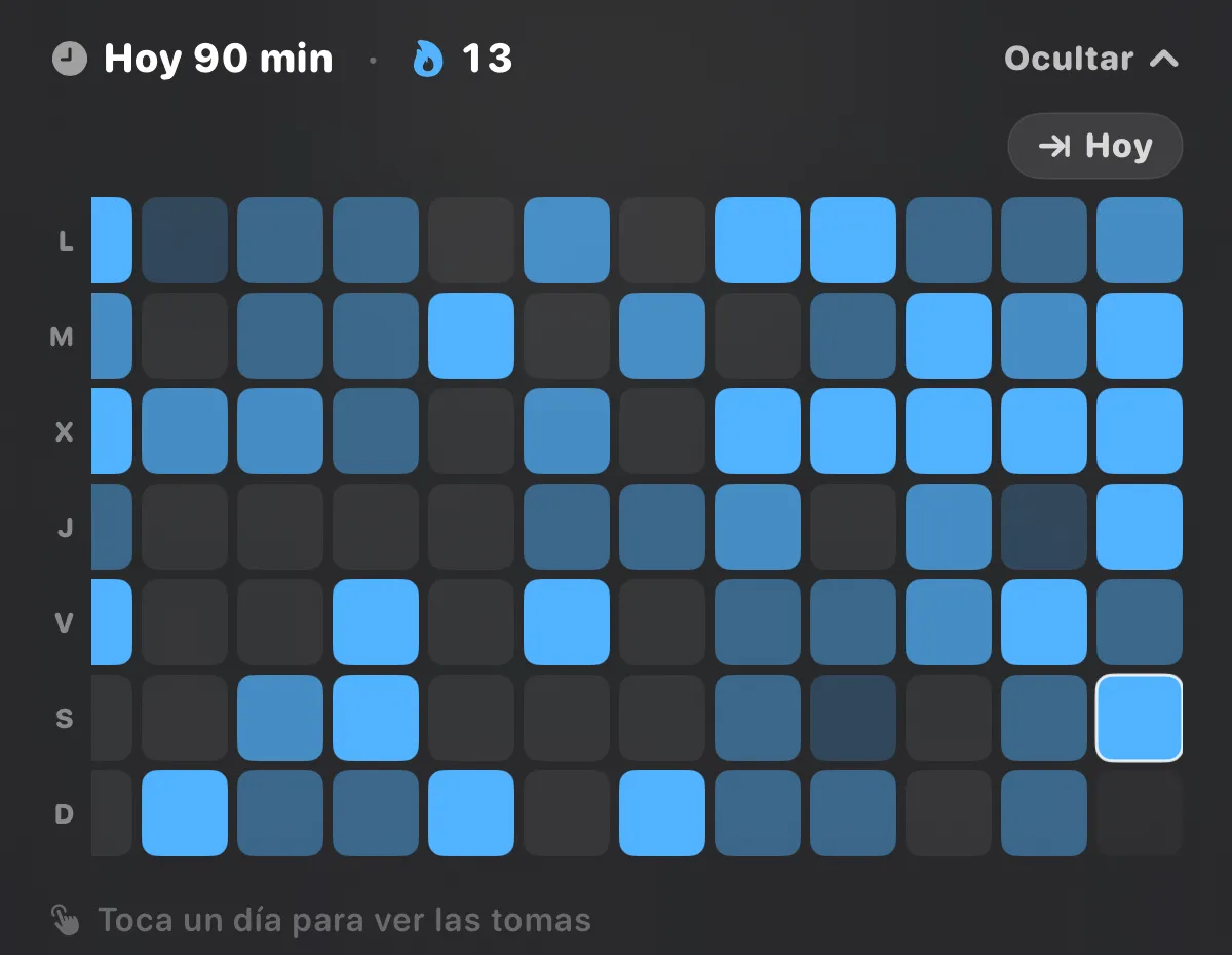 ttuner practice-diary heat-map calendar