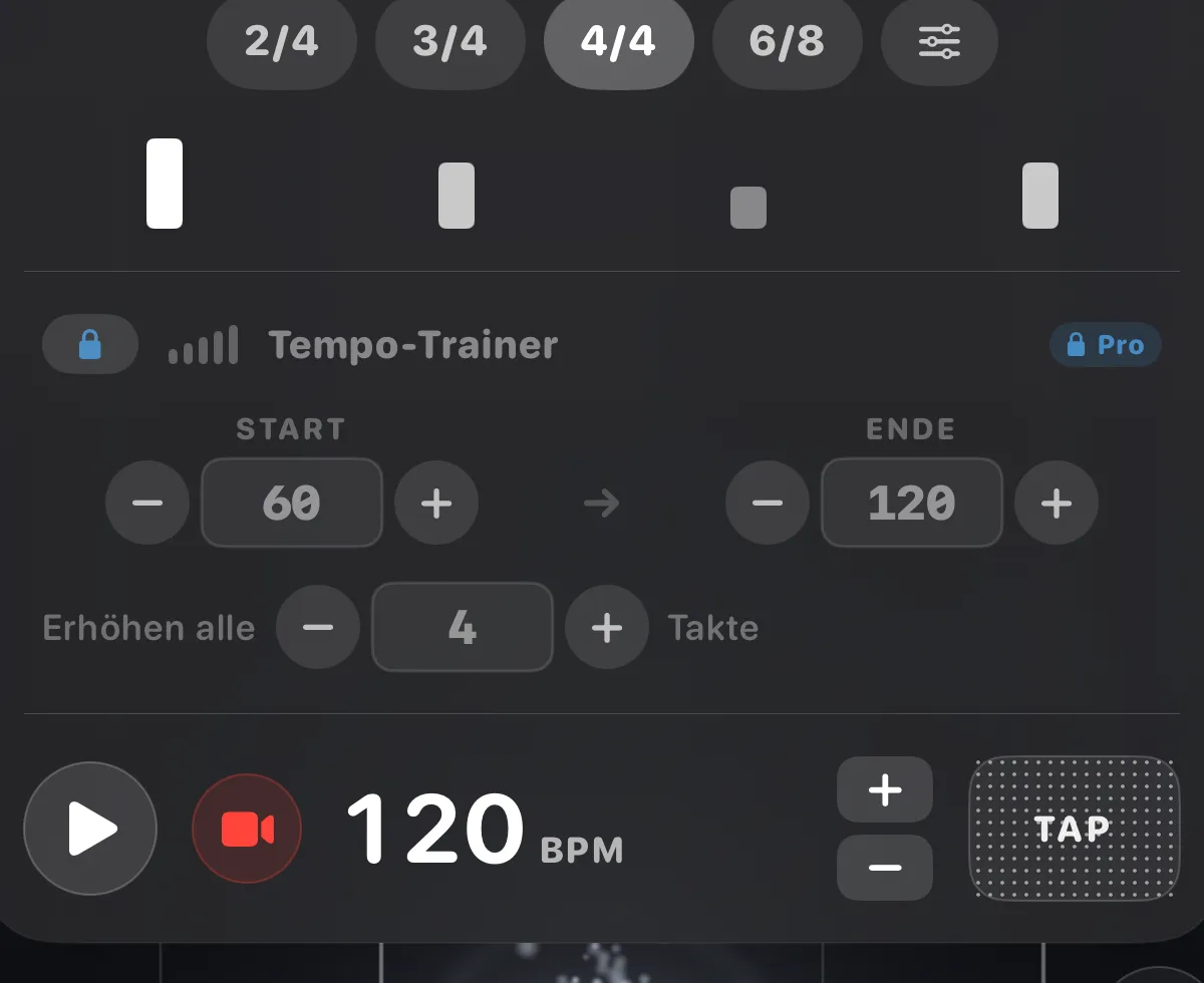 ttuner metronome — time signatures and Speed Trainer