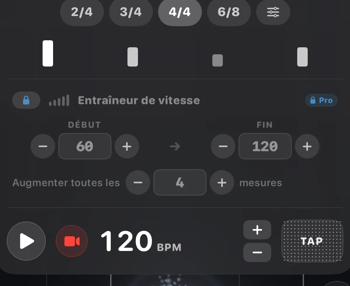 ttuner metronome — time signatures and Speed Trainer